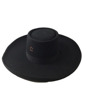 Charlie 1 Horse Womens High Desert Wool Western Hat Black Size Small 6 3/4